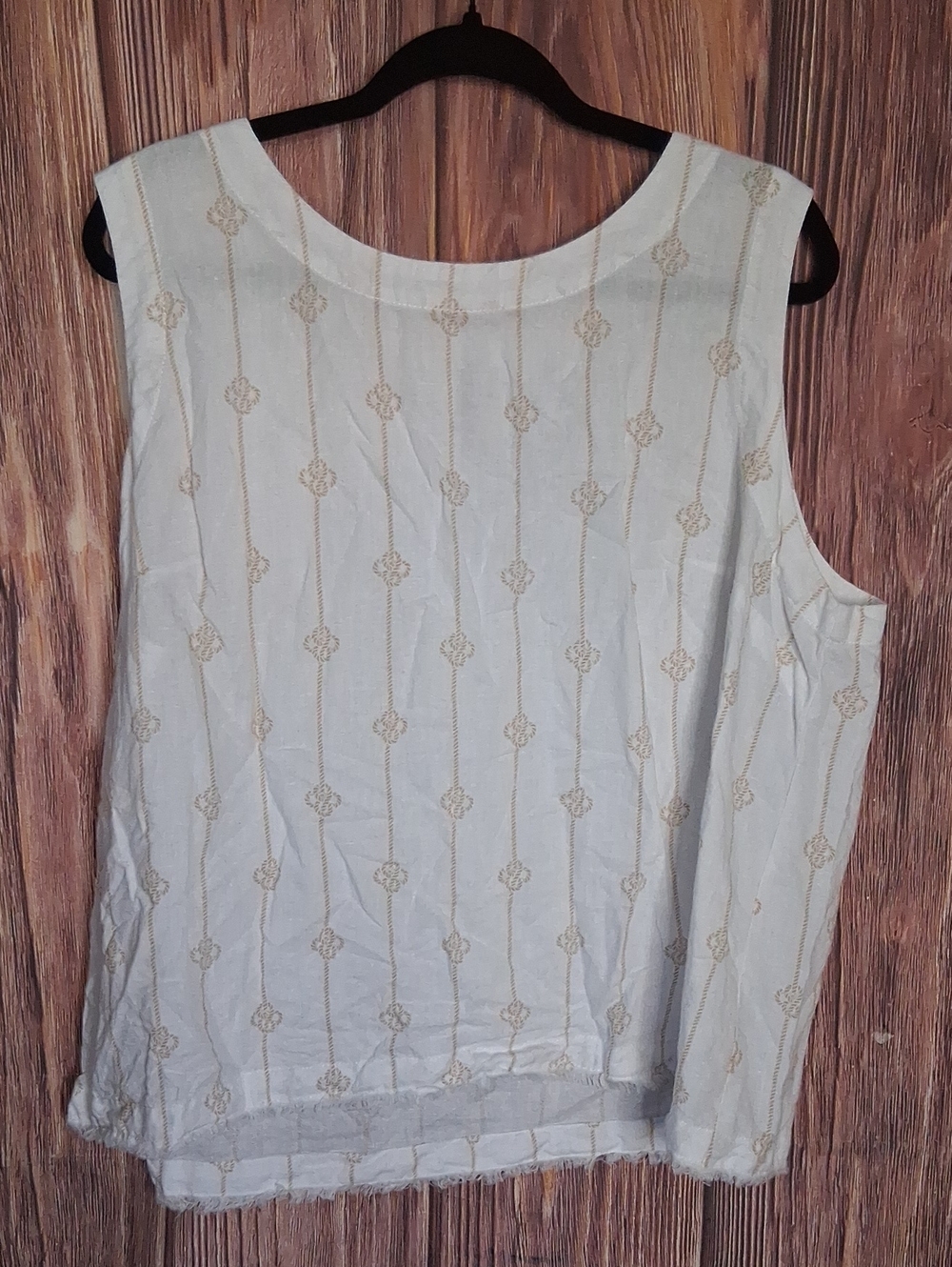 Liz Claibourne Linen Blend Nautical Raw Hem Tank Top Size 2xl